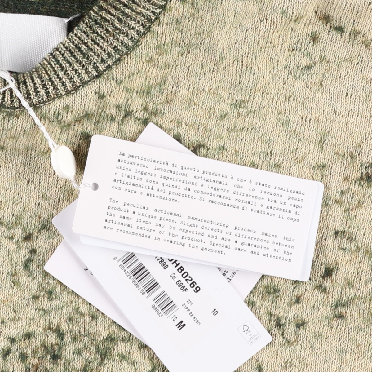 DEAD STOCK デッドストック メゾンマルジェラ Maison Margiela ブリーチ加工 スカーフ付き コットン×ウールニットセーター イタリア製 メンズM相当 /yaa000030 【中古】 【260718】 【FY2608】