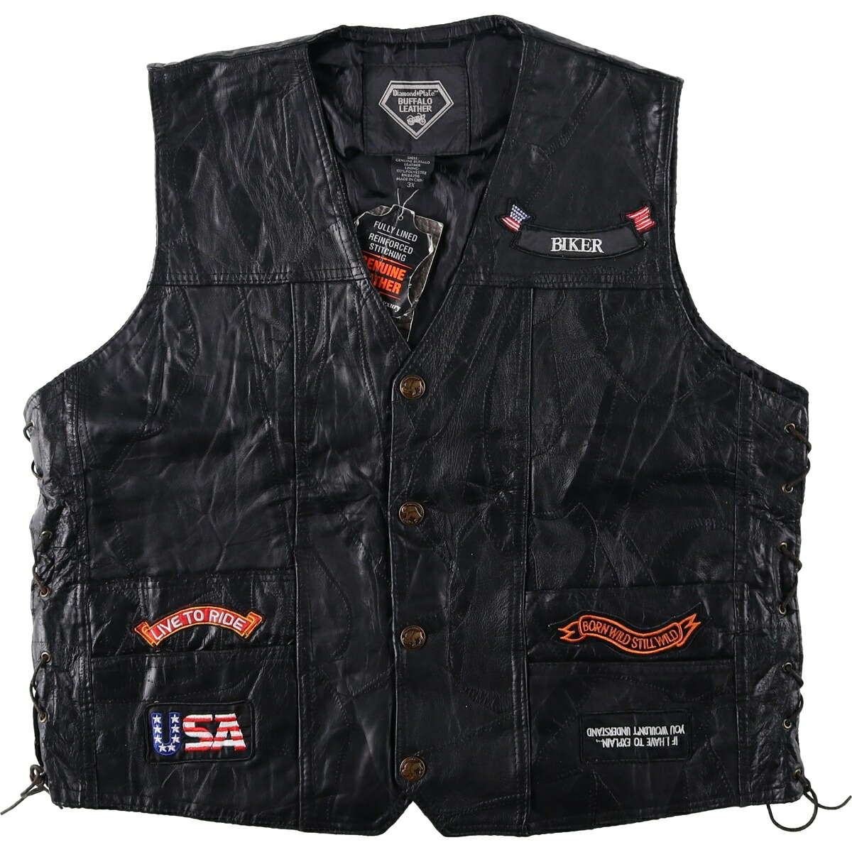 DIAMOND PLATE BUFFALO LEATHER レザーベスト