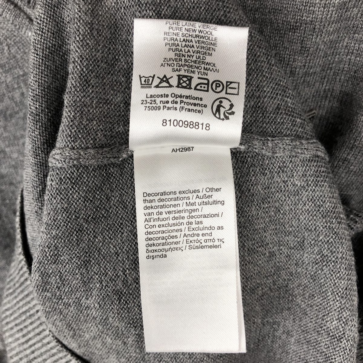 古着 ラコステ LACOSTE Vネック ウールニットセーター メンズM相当 /eaa645940 【中古】 【260629】