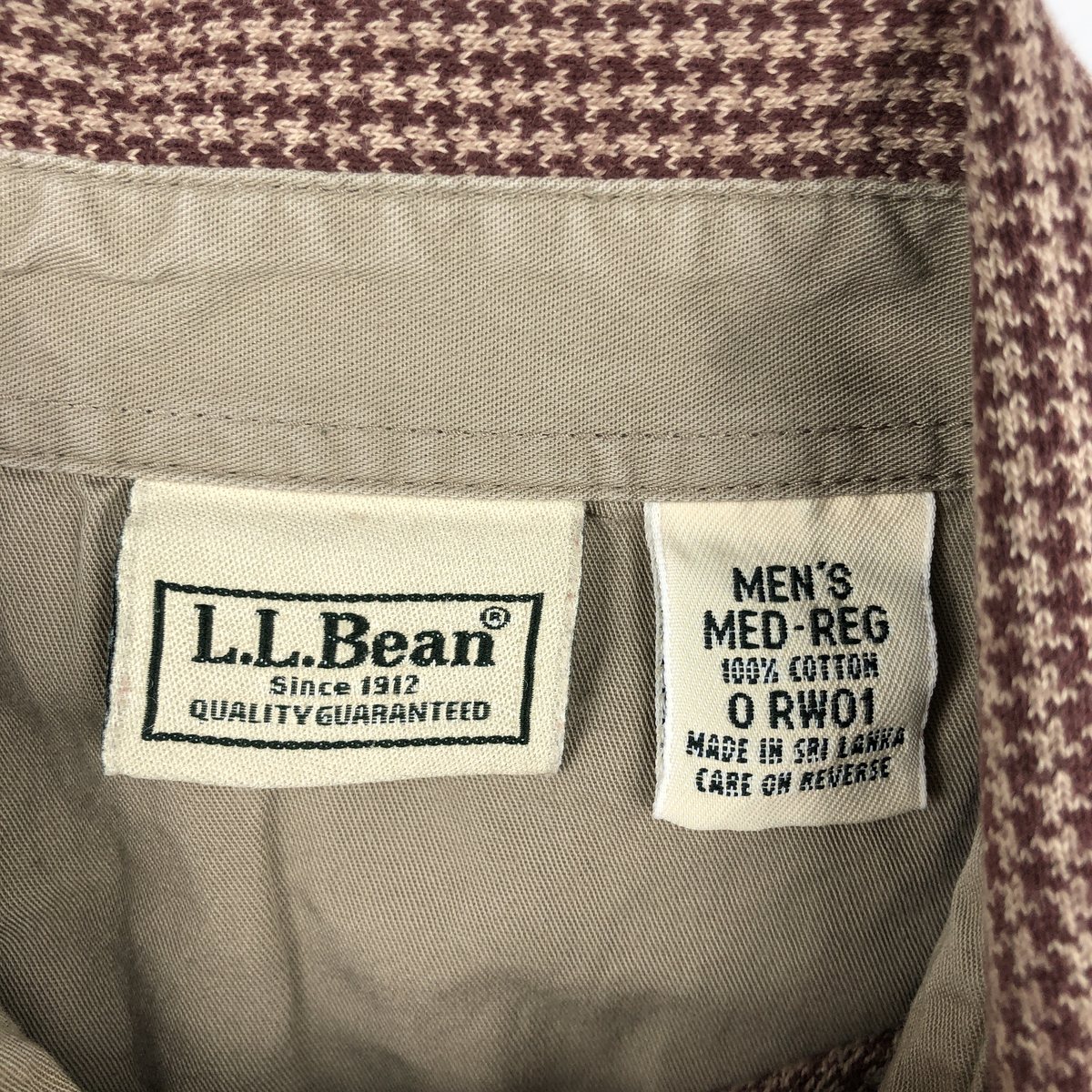 古着 エルエルビーン L.L.Bean 千鳥格子柄 長袖 チェック ポロシャツ メンズM相当 /eaa648082 【中古】 【260618】