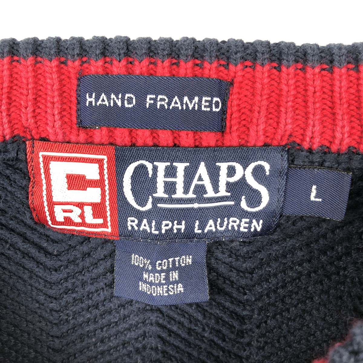 古着 ラルフローレン Ralph Lauren CHAPS チャップス ヘリンボーン コットンニットセーター メンズL相当 /eaa654429 【中古】 【260829】