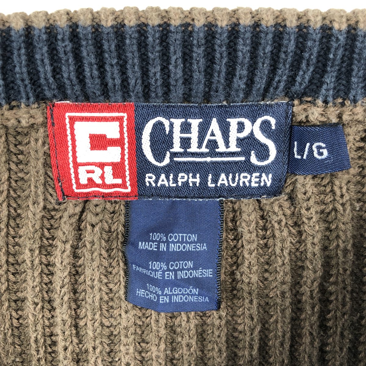 古着 ラルフローレン Ralph Lauren CHAPS チャップス リブ編み コットンニットセーター メンズL相当 /eaa654446 【中古】 【260829】