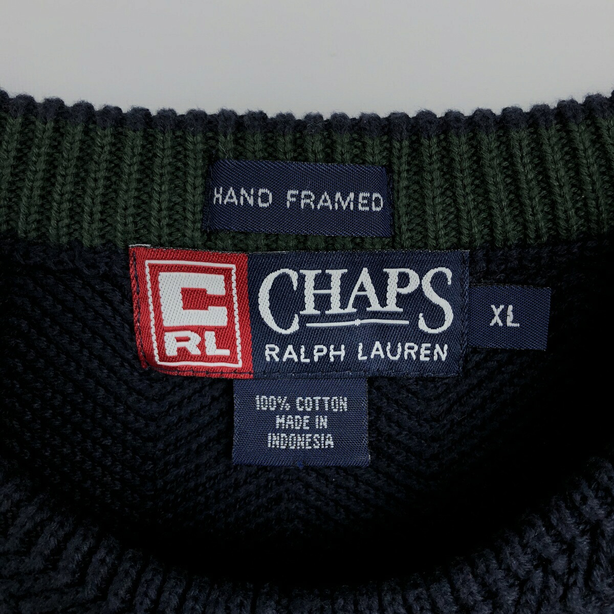 古着 ラルフローレン Ralph Lauren CHAPS チャップス ヘリンボーン コットンニットセーター メンズXL相当 /eaa654467 【中古】 【260821】