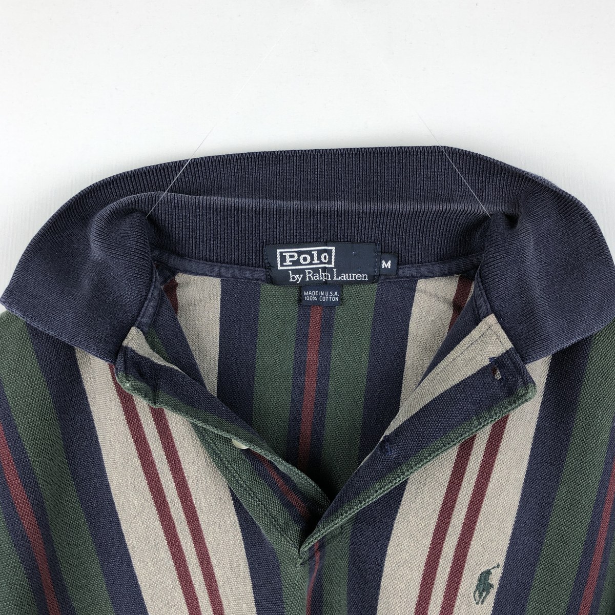 古着 90年代 ラルフローレン Ralph Lauren POLO by Ralph Lauren マルチストライプ 半袖 ストライプ ポロシャツ USA製 メンズM相当 ヴィンテージ /eaa654557 【中古】 【260710】