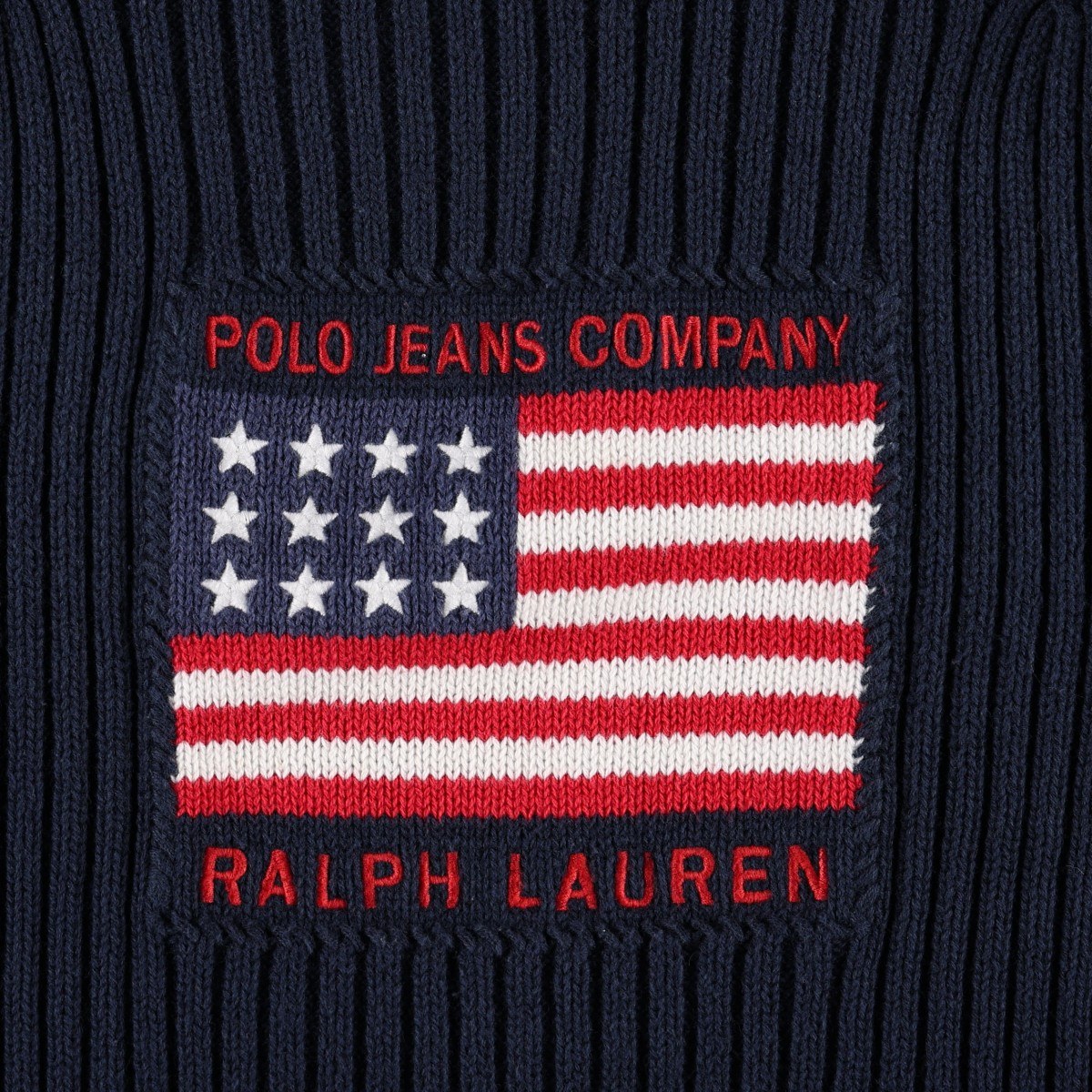 古着 00年代 ラルフローレン Ralph Lauren POLO JEANS COMPANY 星条旗柄 ボートネック リブ編み コットンニットセーター レディースL相当 /eaa655571 【中古】 【260801】 【ADEL/アデル】