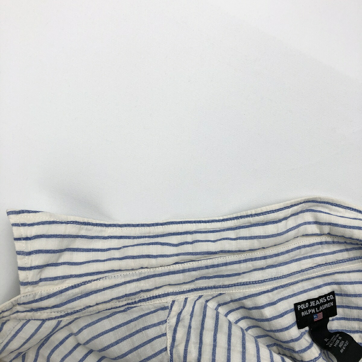 古着 ラルフローレン Ralph Lauren POLO JEANS COMPANY ストライプ柄 半袖 リネン×コットンシャツ メンズXL相当 /eaa665144 【中古】 【260812】 【GR-NV】