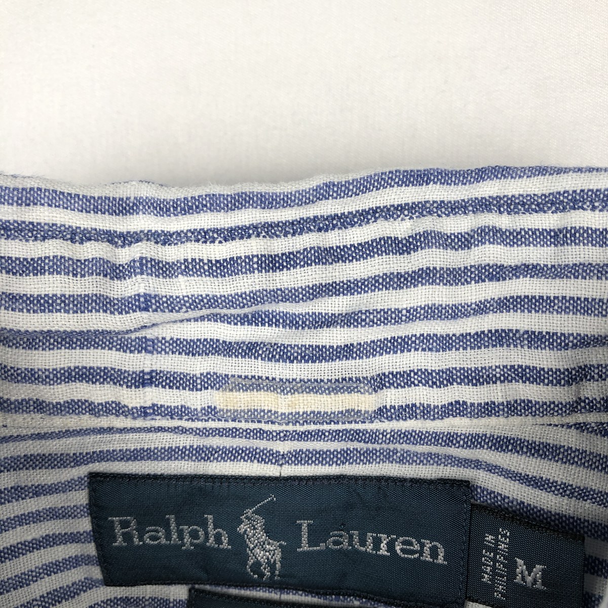 古着 ラルフローレン Ralph Lauren CUSTOM FIT ストライプ柄 長袖 リネン ボタンダウンシャツ メンズM相当 /eaa668022 【中古】 【260829】