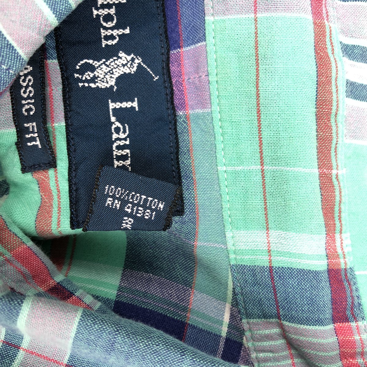 古着 ラルフローレン Ralph Lauren CLASSIC FIT クラシックフィット マドラスチェック 半袖 ボタンダウン チェックシャツ メンズL相当 /eaa668589 【中古】 【260823】