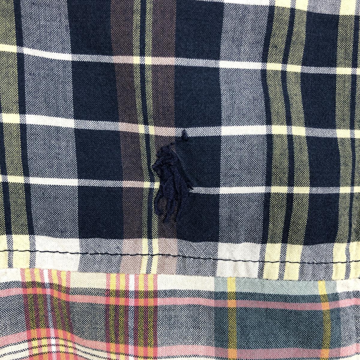 古着 ラルフローレン Ralph Lauren CUSTOM FIT パッチワーク 半袖 ボタンダウン チェックシャツ メンズL相当 /eaa668620 【中古】 【260824】