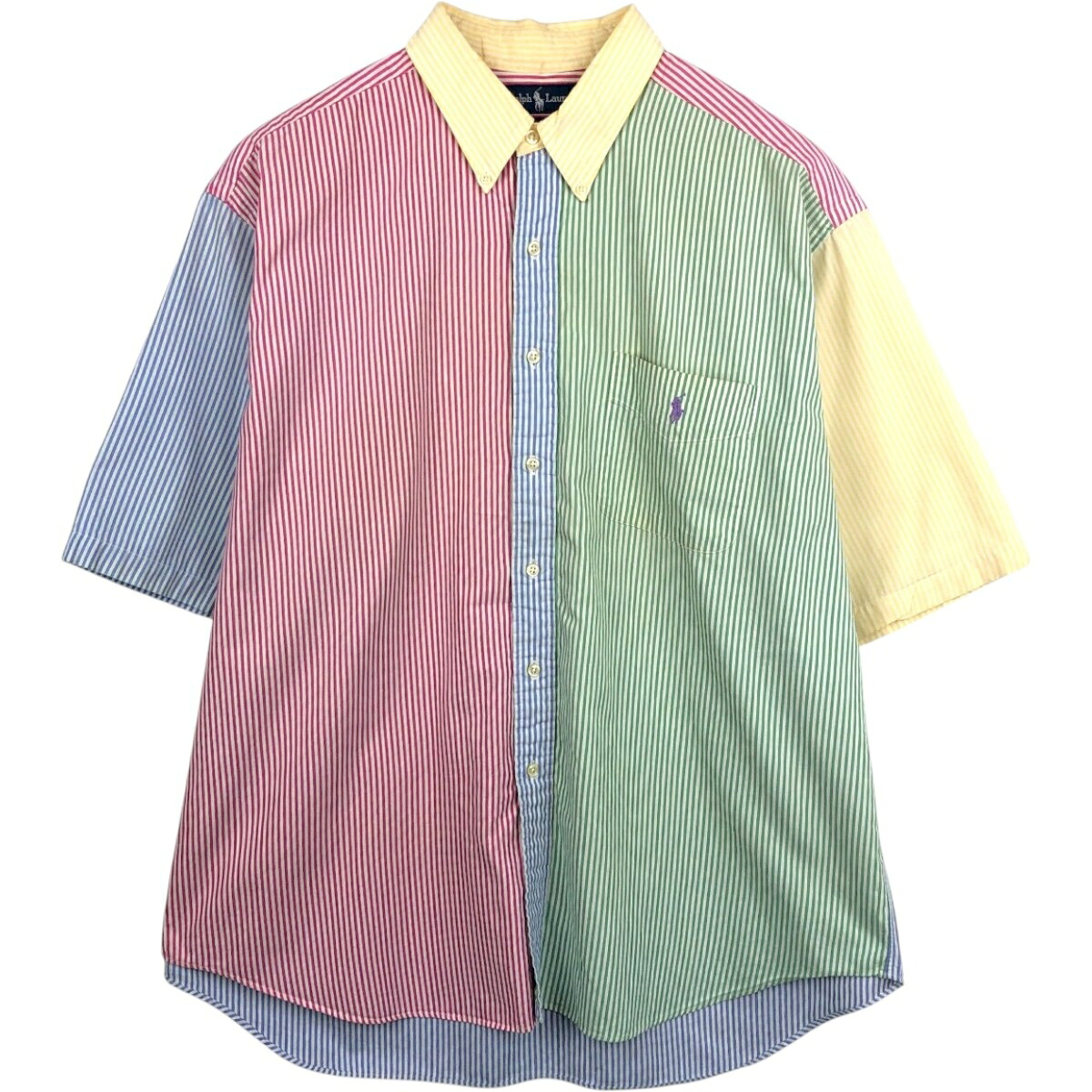 Ralph Lauren/ラルフローレン BIG SHIRT 半袖 ボタンダウン ストライプシャツ