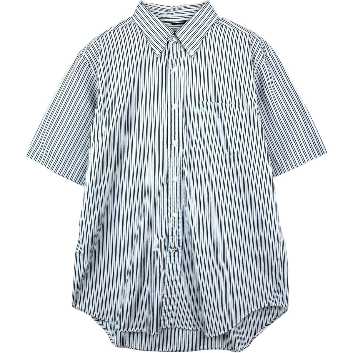 NAUTICA/ノーティカ 80's TWO-PLY COTTON 半袖 ボタンダウン ストライプシャツ