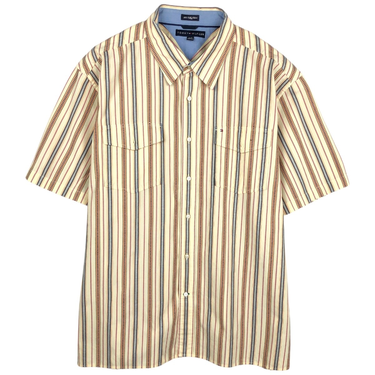 TOMMY HILFIGER/トミーヒルフィガー 80's 2 ply fabric 半袖 ストライプシャツ