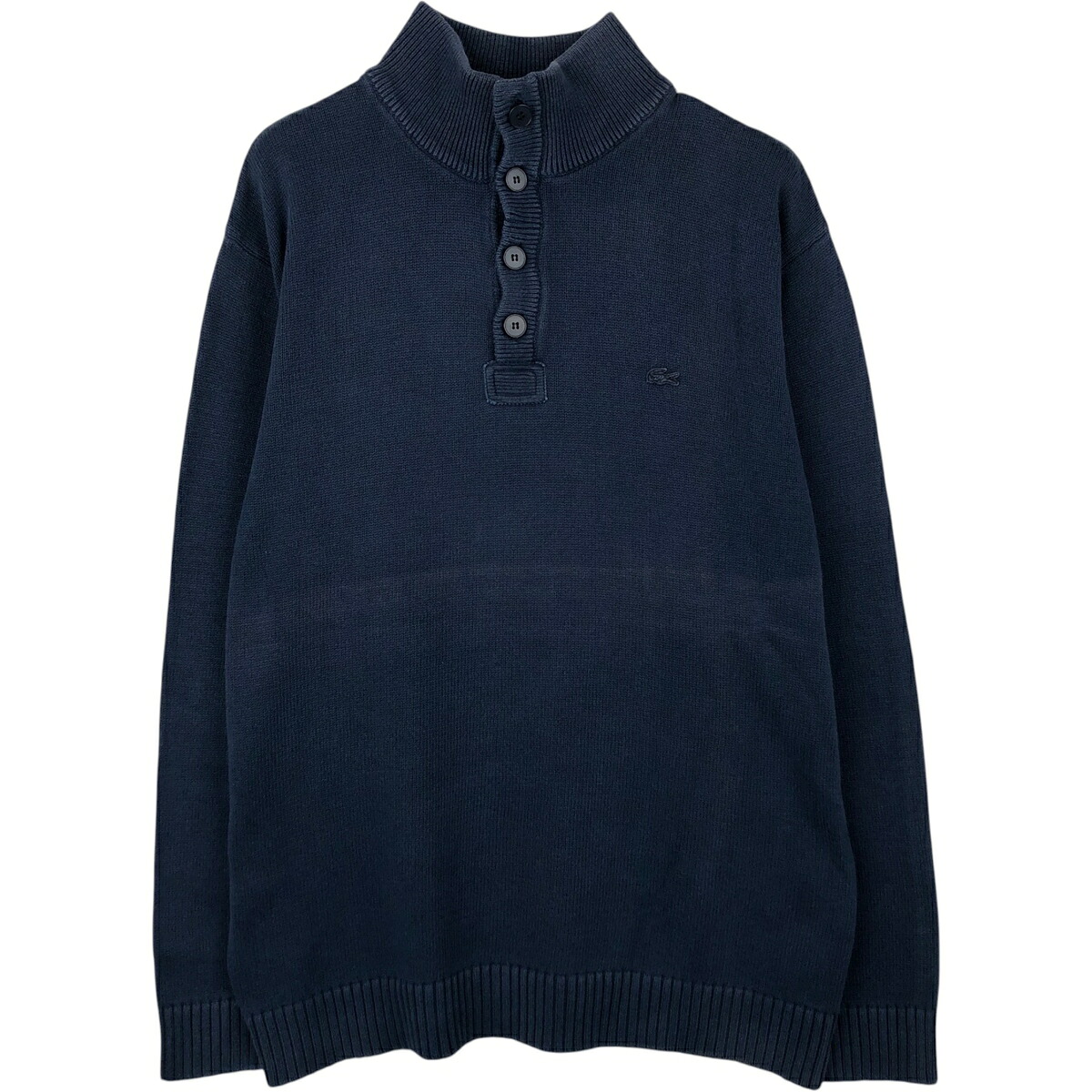 LACOSTE/ラコステ VINTAGE WASHED フランス企画 コットンニットハーフボタンセーター