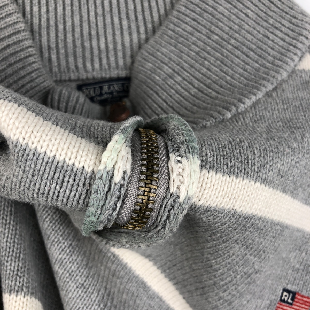 古着 ラルフローレン Ralph Lauren POLO JEANS COMPANY ボーダー柄 コットンニットハーフジップセーター メンズXL相当 /eaa660024 【中古】 【260615】