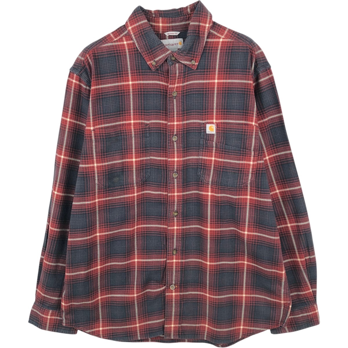 Carhartt/カーハート RELAXED FIT 長袖 ボタンダウン ライトネルチェックシャツ