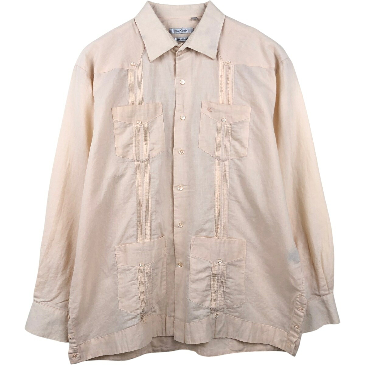 Oleg Cassini 長袖 メキシカンシャツ キューバシャツ