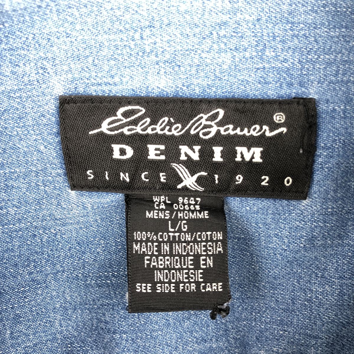 古着 90～00年代 エディーバウアー Eddie Bauer DENIM 長袖 ボタンダウンデニムシャツ メンズL相当 ヴィンテージ /eaa663285 【中古】 【260821】