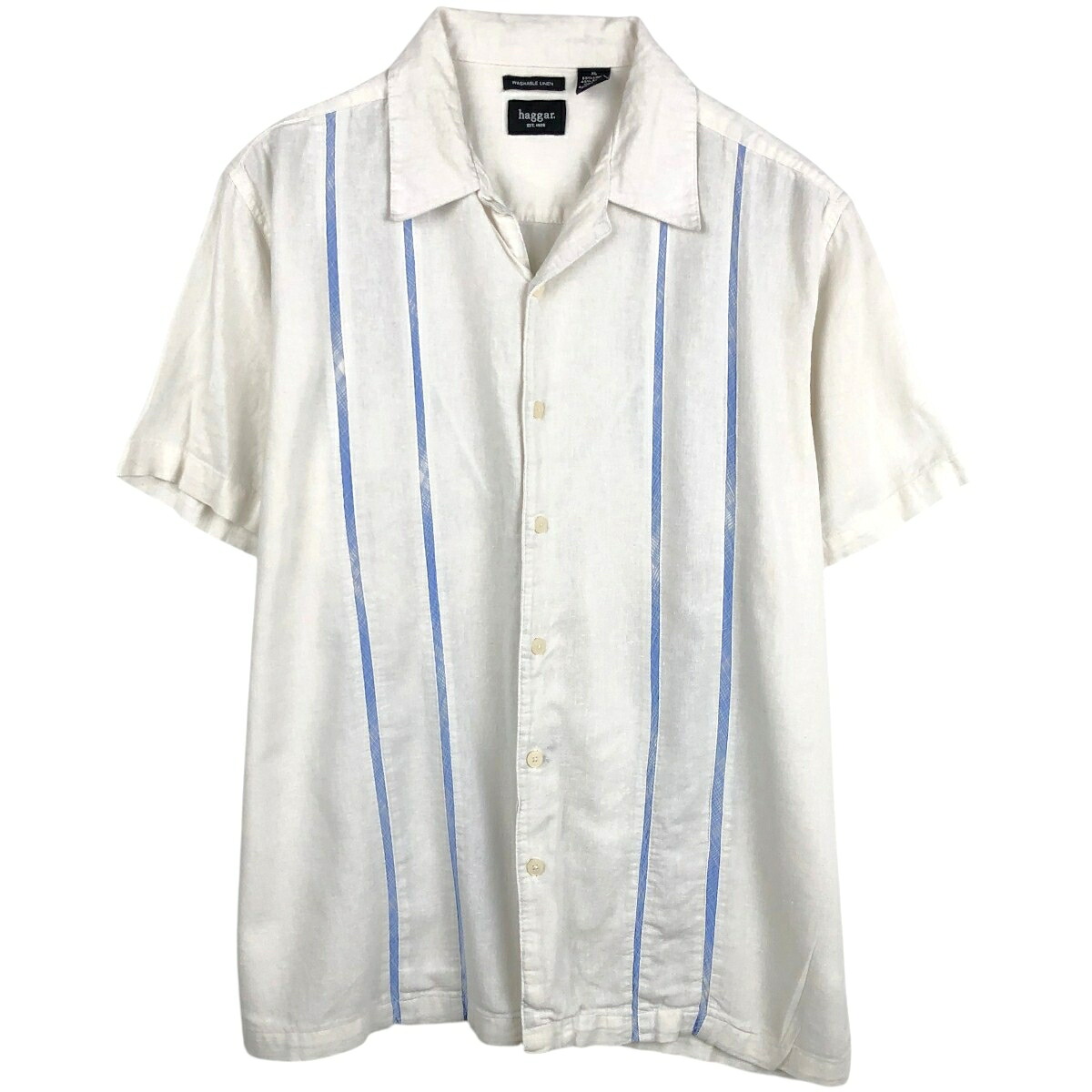 HAGGAR/ハガー WASHABLE LINEN 半袖 オープンカラー リネンシャツ