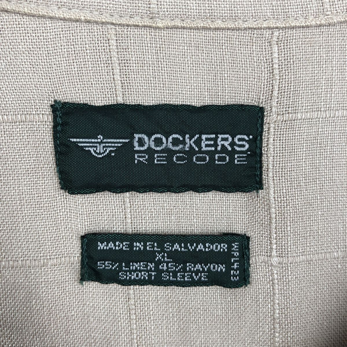 古着 ドッカーズ DOCKERS RECODE チェック柄 半袖 オープンカラー レーヨン×リネンシャツ ボックスシャツ メンズXL相当 /eaa663880 【中古】 【260807】
