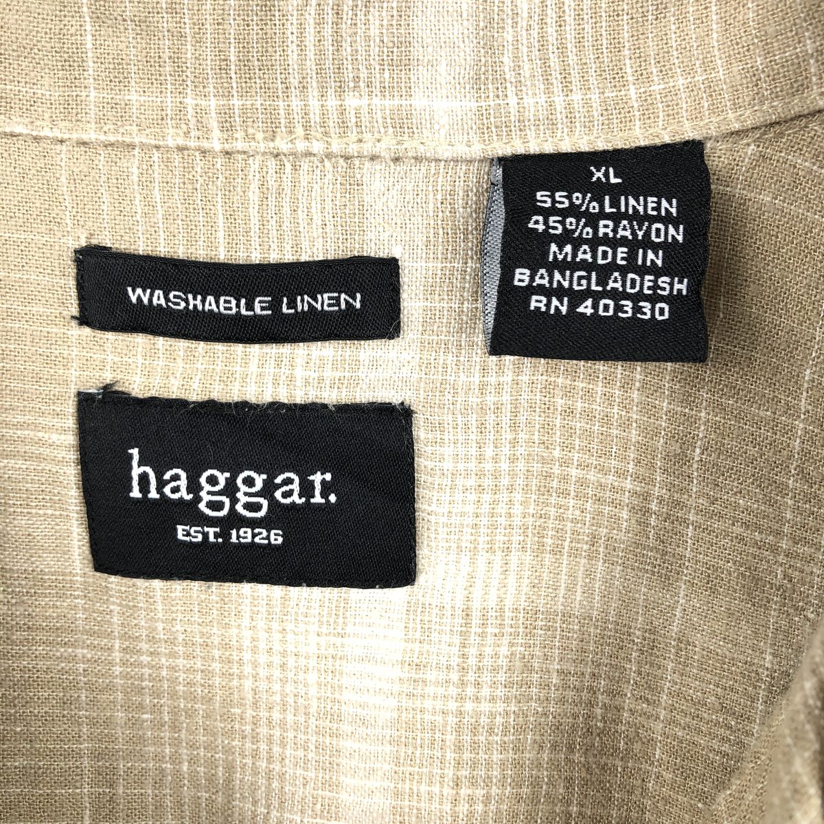 古着 ハガー HAGGAR WASHABLE LINEN オンブレチェック 半袖 オープンカラー レーヨン×リネンシャツ ボックスシャツ メンズXL相当 /eaa670504 【中古】 【260825】