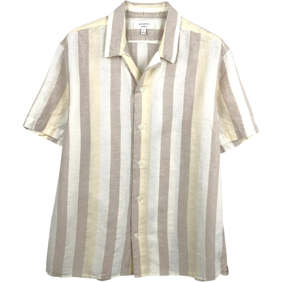 BANANA REPUBLIC/バナナリパブリック LINEN-BLEND 半袖 オープンカラー リネンシャツ