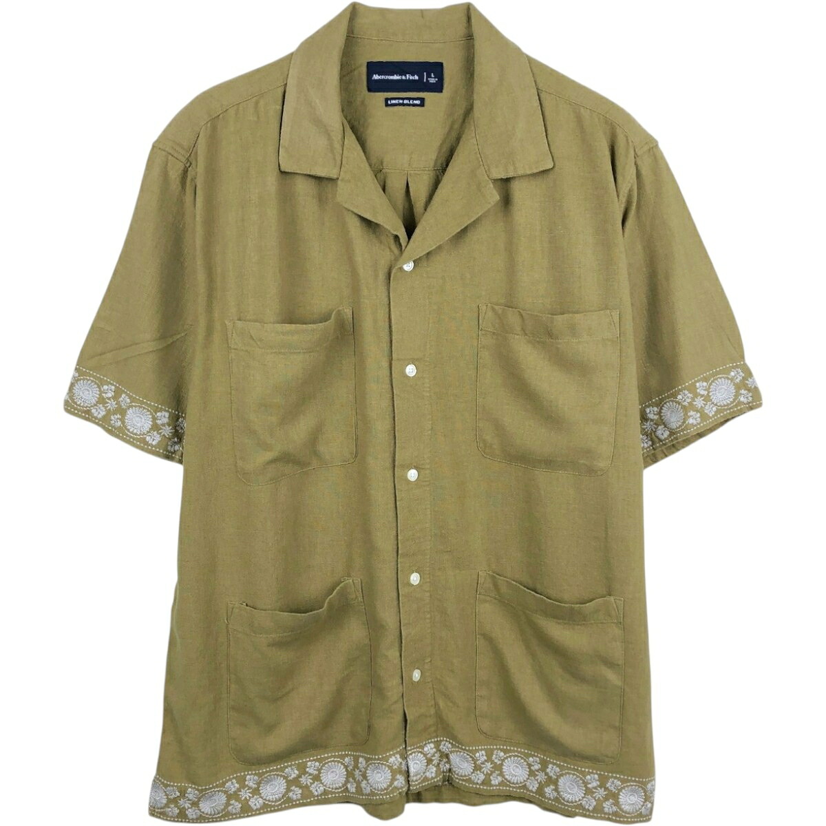 Abercrombie&Fitch/アバクロンビーアンドフィッチ 半袖 オープンカラー リネンシャツ