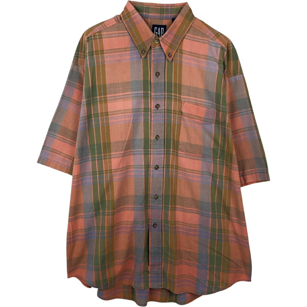 GAP/ギャップ オールドギャップ 半袖 ボタンダウン チェックシャツ