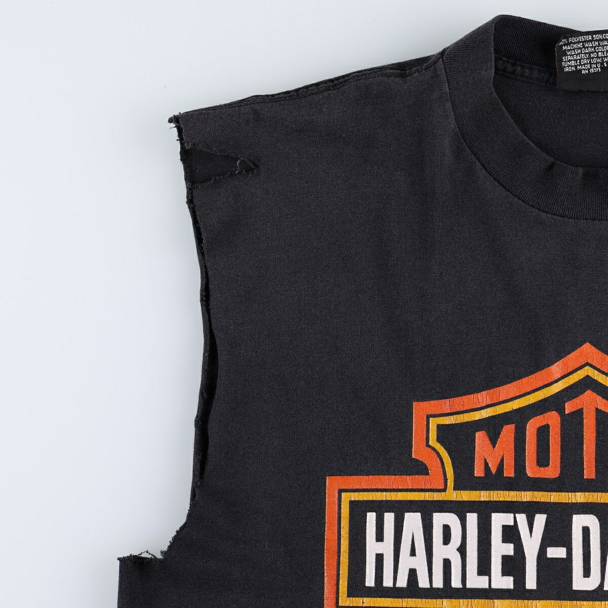 古着 90年代 ハーレーダビッドソン Harley-Davidson 3D EMBLEM カットオフ ノースリーブ モーターサイクル バイクTシャツ USA製 メンズXL相当 /evb035621 【中古】 【260807】 【V2608】